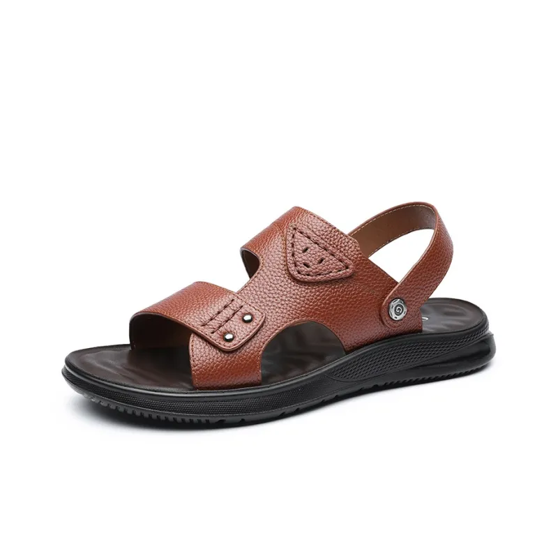 QIAONAI Beach Sandals Men Black/Brown-0