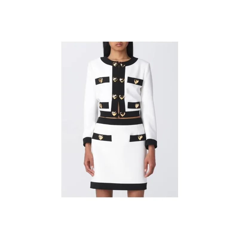 MOSCHINO Heart Embellished Long Sleeved Cropped Jacket-8