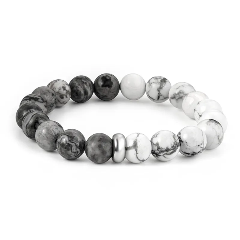 SIMPLE JOYS Bracelets Unisex Map Stone White Turquoise Stretchable Minimalist Style New Chinese Trend-36