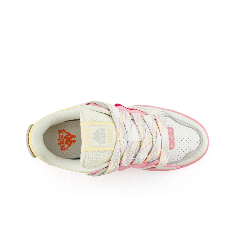 Kappa Anti Slip Wear Resistant Low Top Skateboard Shoes Unisex White Pink-2