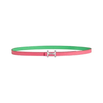 HERMES Classic H Logo Smooth Buckle Calfskin Leather Belts Women's Pink 13MM