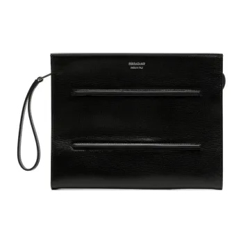 FERRAGAMO Calfskin Clutch Men's Black