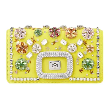Roger Vivier Suede Leather One Shoulder Crossbody Handheld Bag Mini Women's Yellow