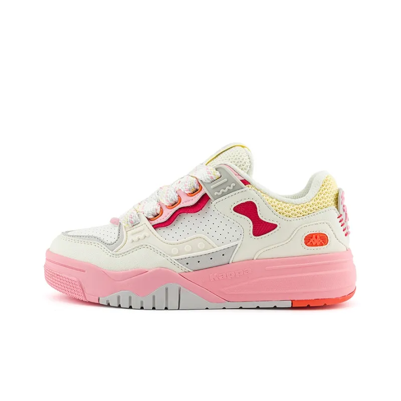 Kappa Anti Slip Wear Resistant Low Top Skateboard Shoes Unisex White Pink-0