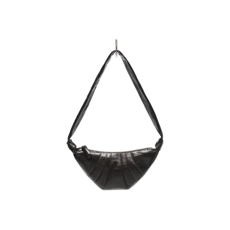 Lemaire Croissant Series Leather Croissant Bag Handbag Shoulder Bag Crossbody Bag Small Size Women's Dark Chocolate-2