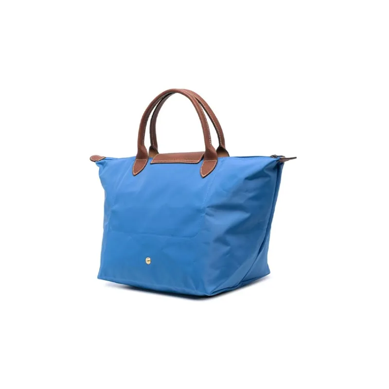 LONGCHAMP Le Pliage Cow Leather Trim Dumpling Bag Handbag Travel Bag Medium Size Women's Diamond Blue-1