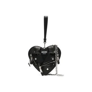 MOSCHINO Calfskin Biker Bag Handbag Shoulder Bag Crossbody Bag Women's Black