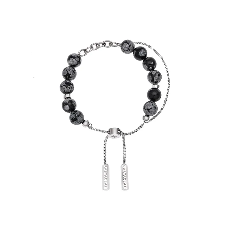 Rastaclat Snowflake Obsidian Beaded Bracelet Unisex-4