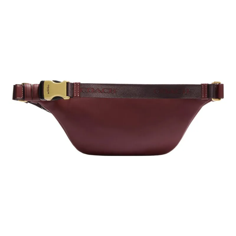 COACH Warren Canvas With Leather Sling Bags One Shoulder Crossbody Fanny Pack Mini Unisex Burgundy-1