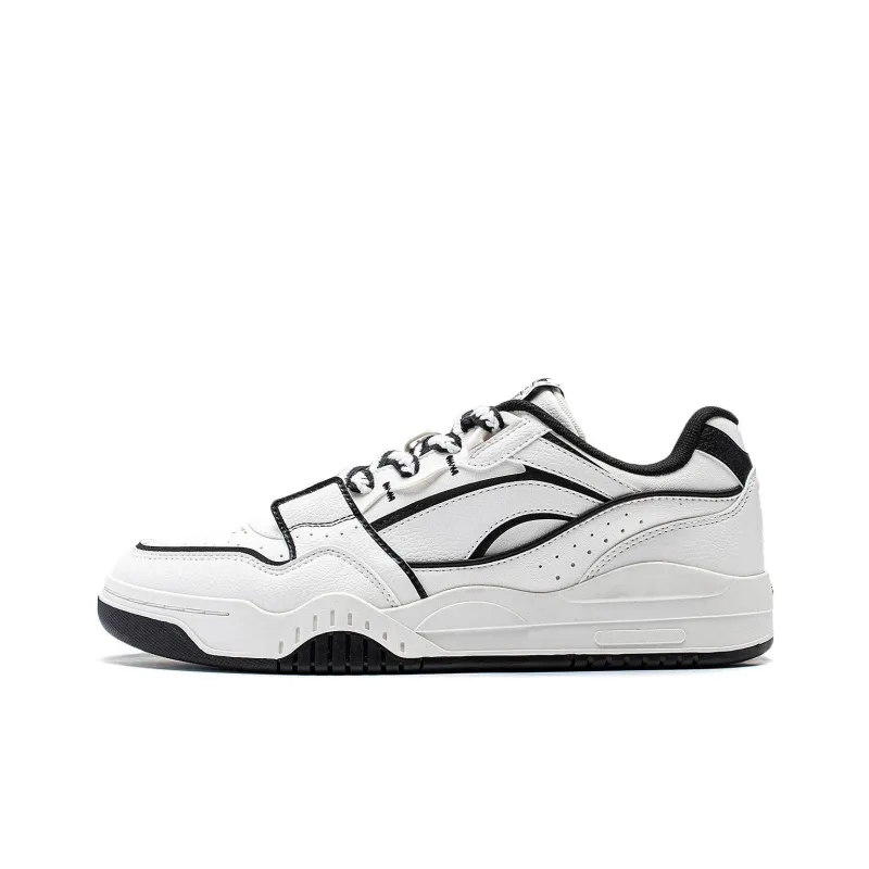 LiNing Yuebai Slip Resistant Cushioning Low Top Skateboard Shoes Men's White Black-0