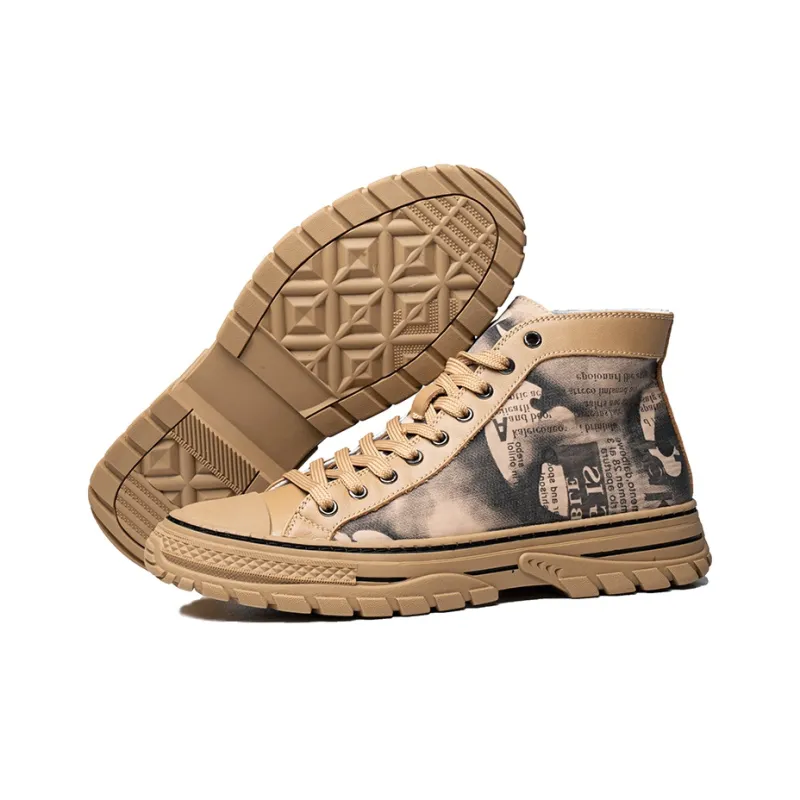 YEDANI High Top Skateboard Shoes Men's Khaki-4