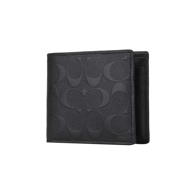 COACH 3 IN 1 Wallet Cross Grain Cow Leather Wallet Men's Black-8