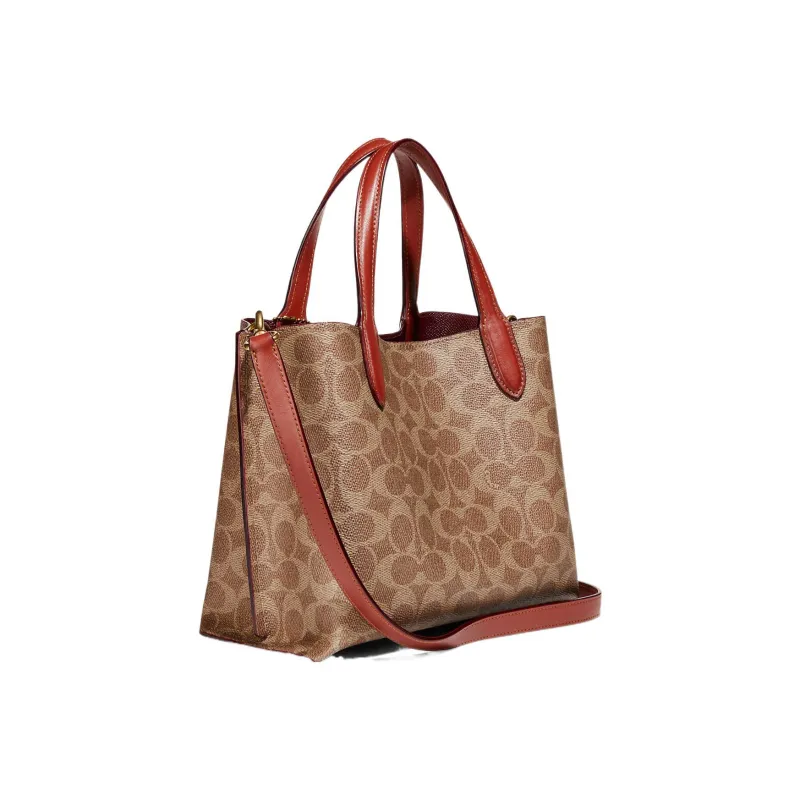 COACH Willow Leather Tote Bag Shopping Bag Shoulder Bag Crossbody Bag Handbag Medium Size Women's Brown Red-1