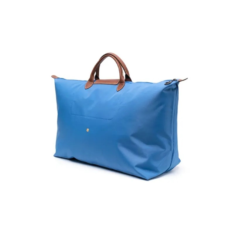 LONGCHAMP Le Pliage Calfskin Detail Handbag Luggage Bag Travel Bag Medium Size Men's Blue-1