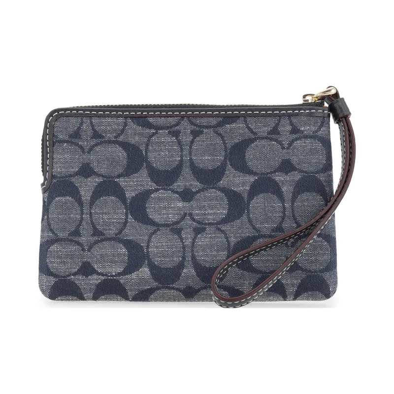 COACH Nolita Fabric Wrist Bags Clutches Small Size Women's Denim Blue-2
