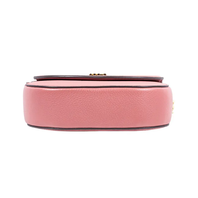 MICHAEL KORS Mott Litchi Grain Leather Saddle Bag Crossbody Shoulder Bag Women's Pink-3