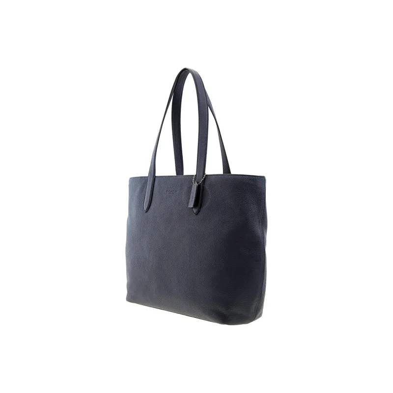 COACH Metropolitan Pebbled Leather Tote Bag Shopping Bag Shoulder Bag Handbag Large Size Men's Navy Blue-4