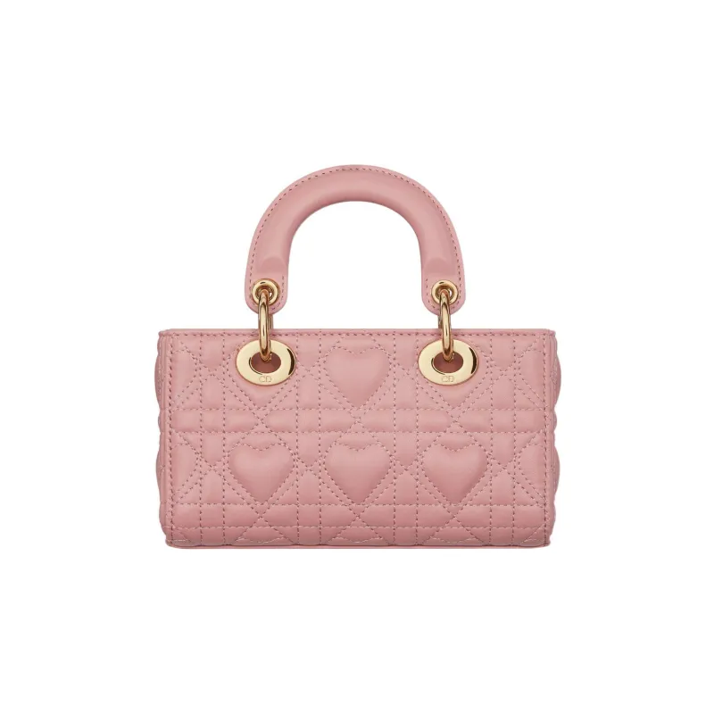 DIOR Lady D-JOY Lambskin Shoulder Bag Crossbody Bag Handbag Extra Mini Women's Vintage Pink-4