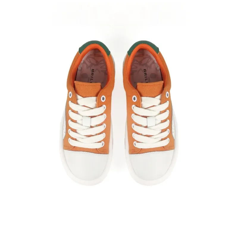 Brilli Pace Lightweight Height Increasing Low Top Canvas Puffy Skateboard Shoes Unisex Orange White Green-4