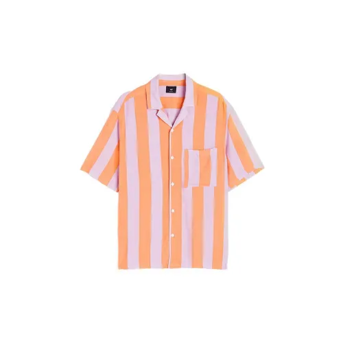 H&M Shirts Men Orange/Purple Stripes