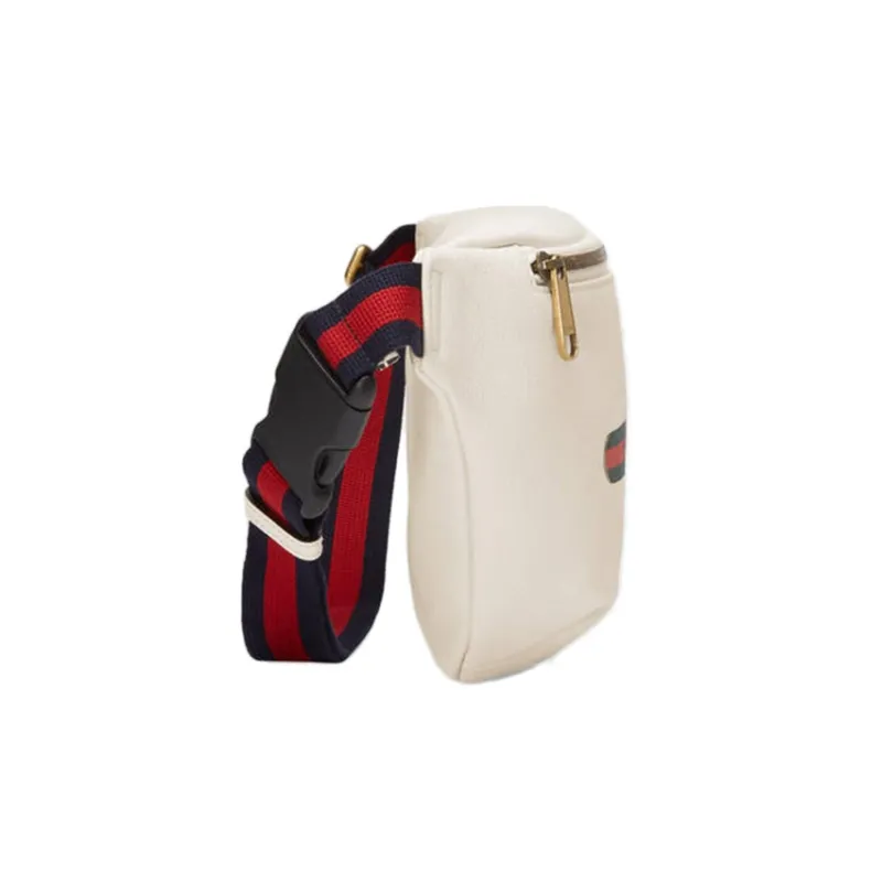 GUCCI Leather Sling Bag, Fanny Pack Large Size Men's White-2