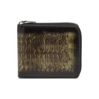 DIESEL Cow Leather Card Holder Wallet Regular Men's Black/Green