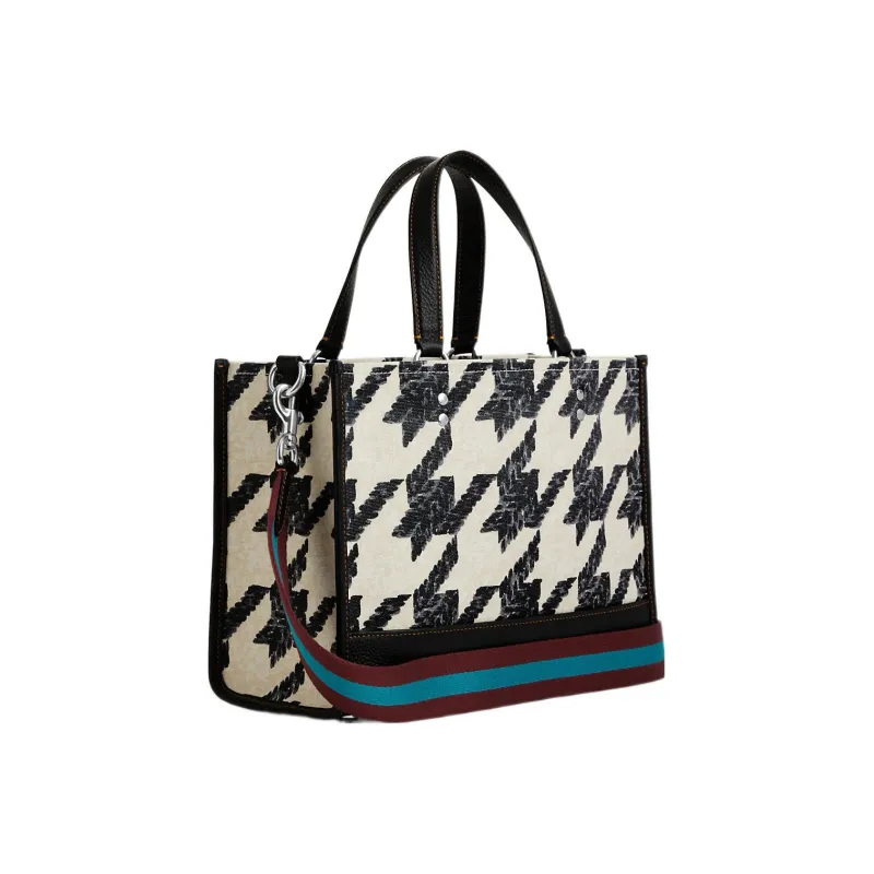 COACH Dempsey Canvas With Leather Canvas Bag Tote Tote Shopping Bag Handbag Large Size Women's Black & White-1