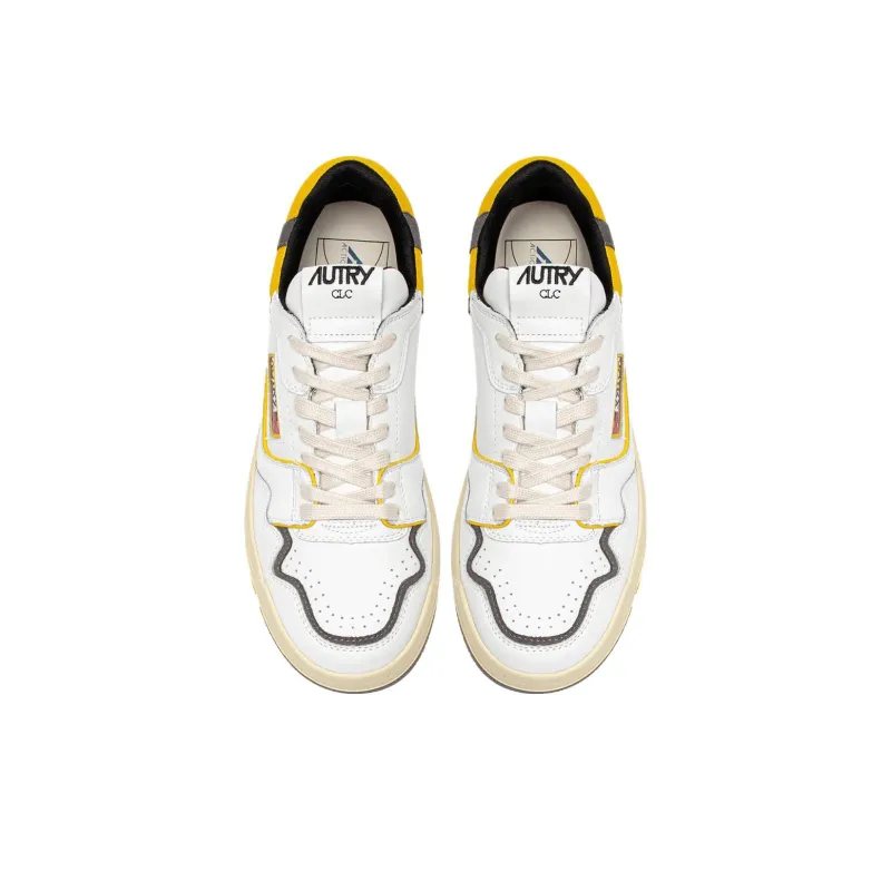 AUTRY Clc Leather Sneakers 'White Black Yellow'-2