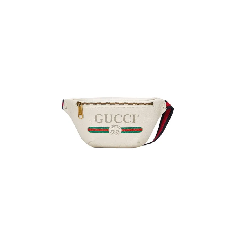 GUCCI Print Logo Small Fanny Pack Crossbody Bag Men White-2