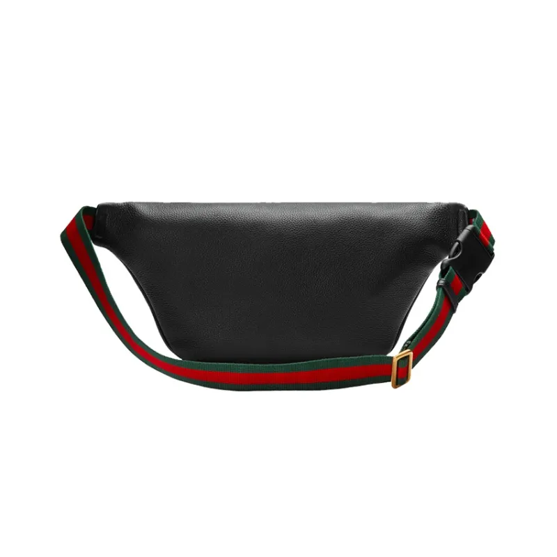 GUCCI Leather Sling Bag Fanny Pack Large Size Unisex Black-3