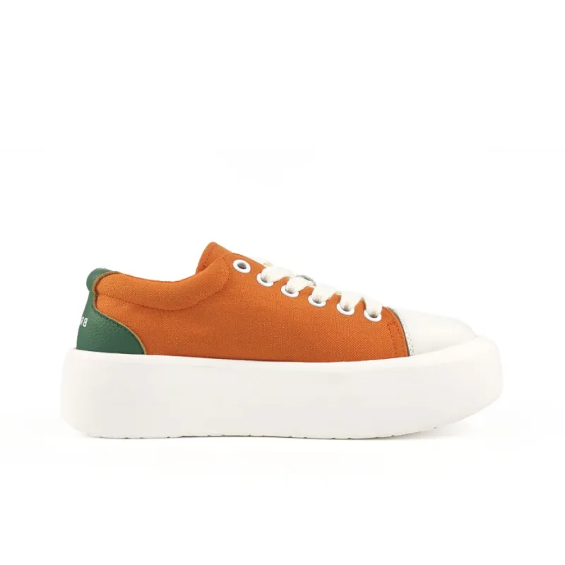 Brilli Pace Lightweight Height Increasing Low Top Canvas Puffy Skateboard Shoes Unisex Orange White Green-2