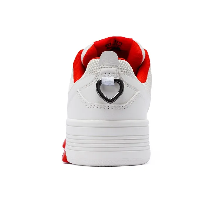 PONY Reverse Anti Slip Wear Resistant Low Top Skateboard Shoes Unisex White Red-3