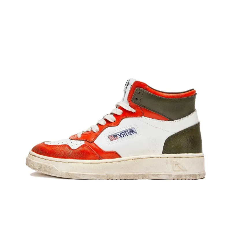 AUTRY Medalist High-Top Skateboard Shoes Women's White Orange Green-0