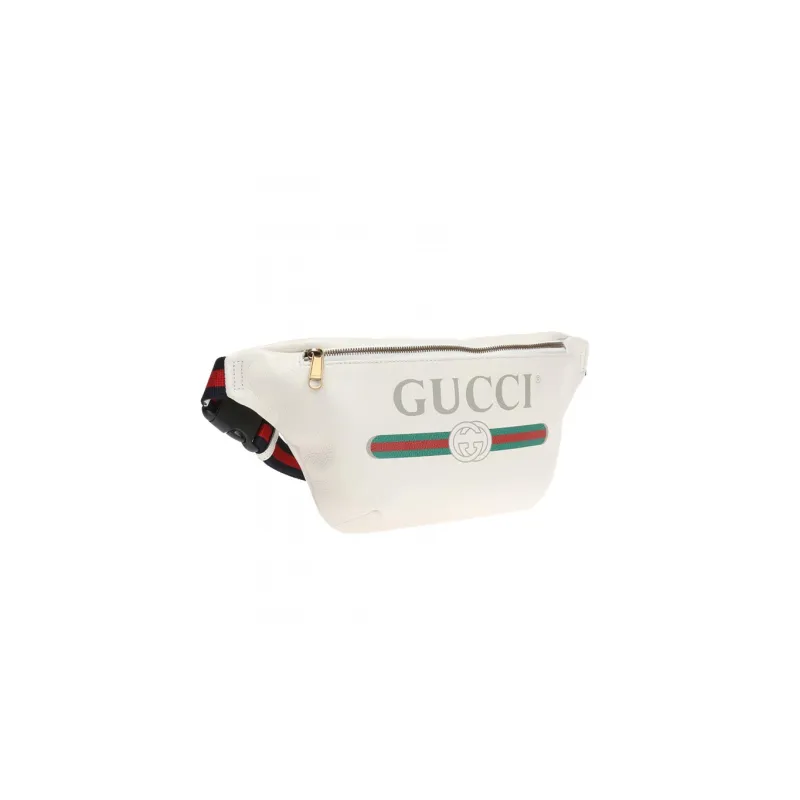 GUCCI Print Logo Small Fanny Pack Crossbody Bag Men White-3