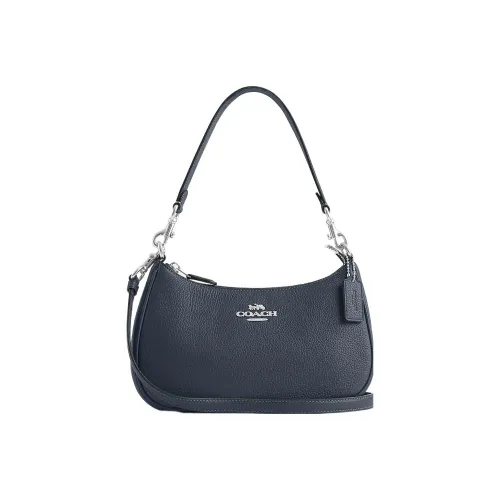 COACH Teri Leather Shoulder Bag, Handbag, Shoulder Bag Women's Cyan
