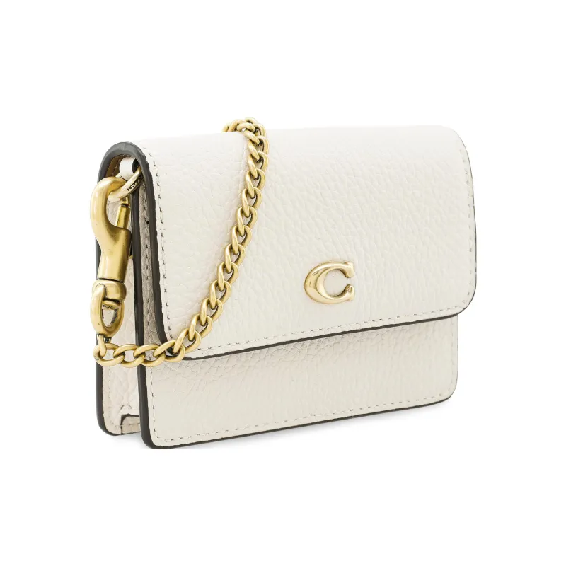COACH Grain Leather Shoulder Bag, Crossbody Bag, Coin Purse, Card Holder Women's White-1