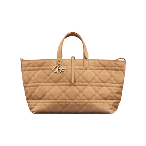 DIOR Calfskin Handbag Tubas Women's Tan