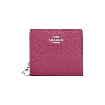 COACH Snap Wallet Pebbled Leather Coin Purses Wallets Women's Light Raspberry
