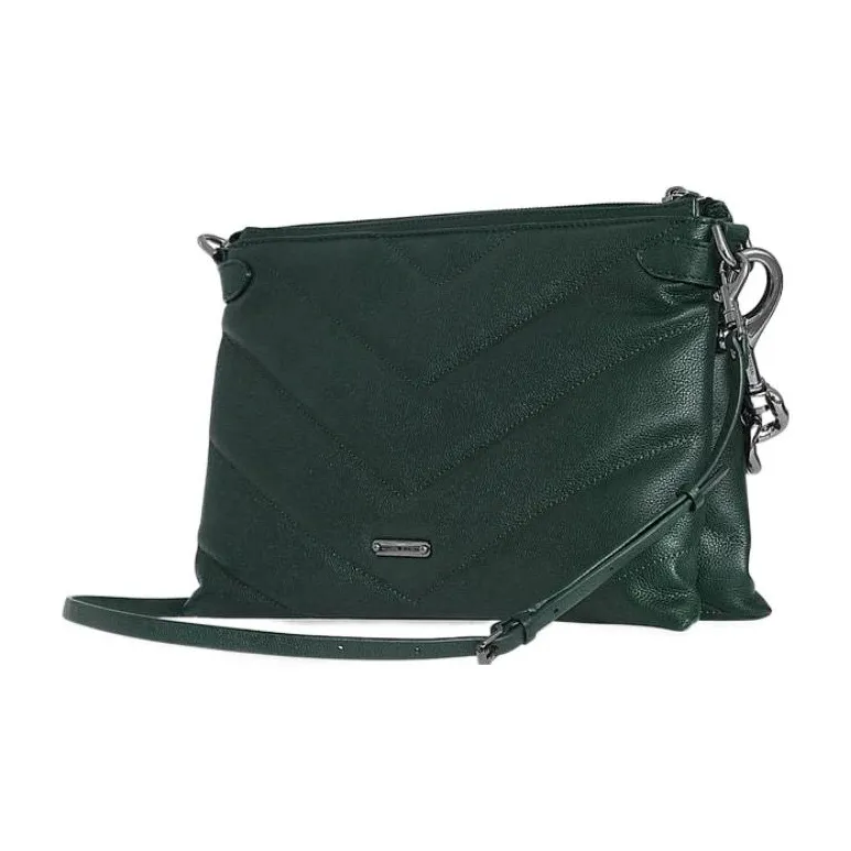 REBECCA MINKOFF Leather Shoulder Bag Crossbody Bag Large Size Women's Bottle Green-1