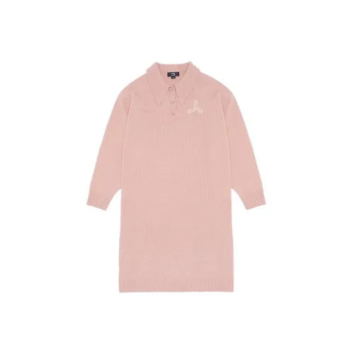 LI-NING 1990 Commuter Series Long-Sleeved Dresses Women's New Mist Rose Pink