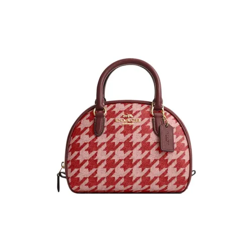 COACH Sydney Coated Canvas With Leather Dome Bag, Shoulder Bag, Crossbody Bag, Handbag Small Size Women's Burgundy