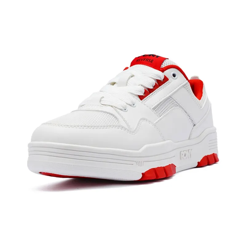 PONY Reverse Anti Slip Wear Resistant Low Top Skateboard Shoes Unisex White Red-1