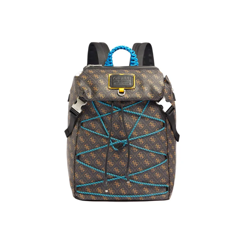 GUESS Polyurethane And Polyester Blend Backpack Men's Brown-0