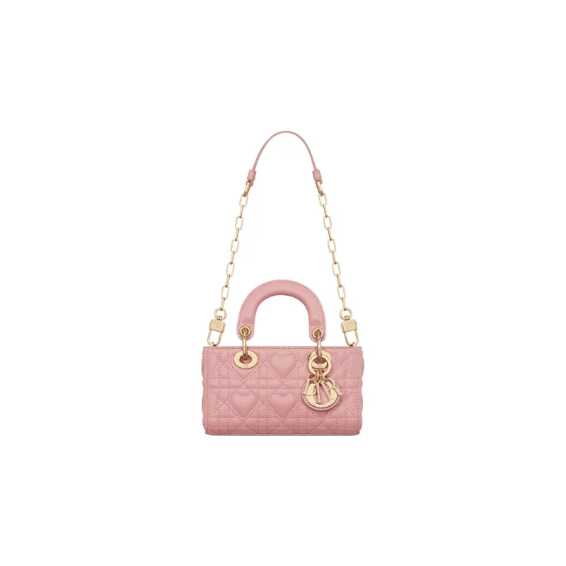 DIOR Lady D-JOY Lambskin Shoulder Bag Crossbody Bag Handbag Extra Mini Women's Vintage Pink-1