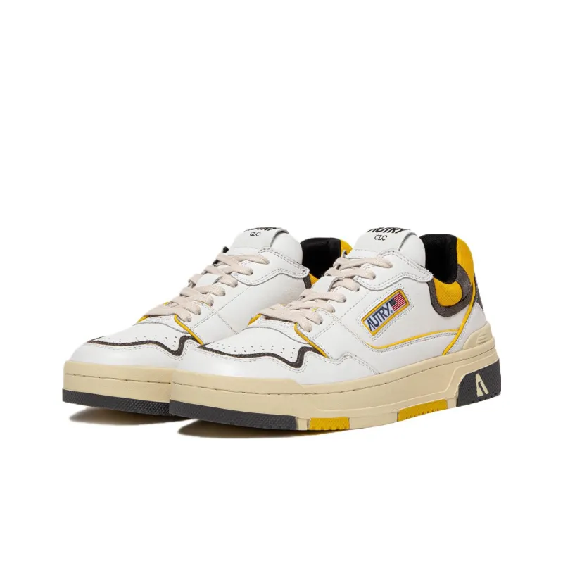 AUTRY Clc Leather Sneakers 'White Black Yellow'-1