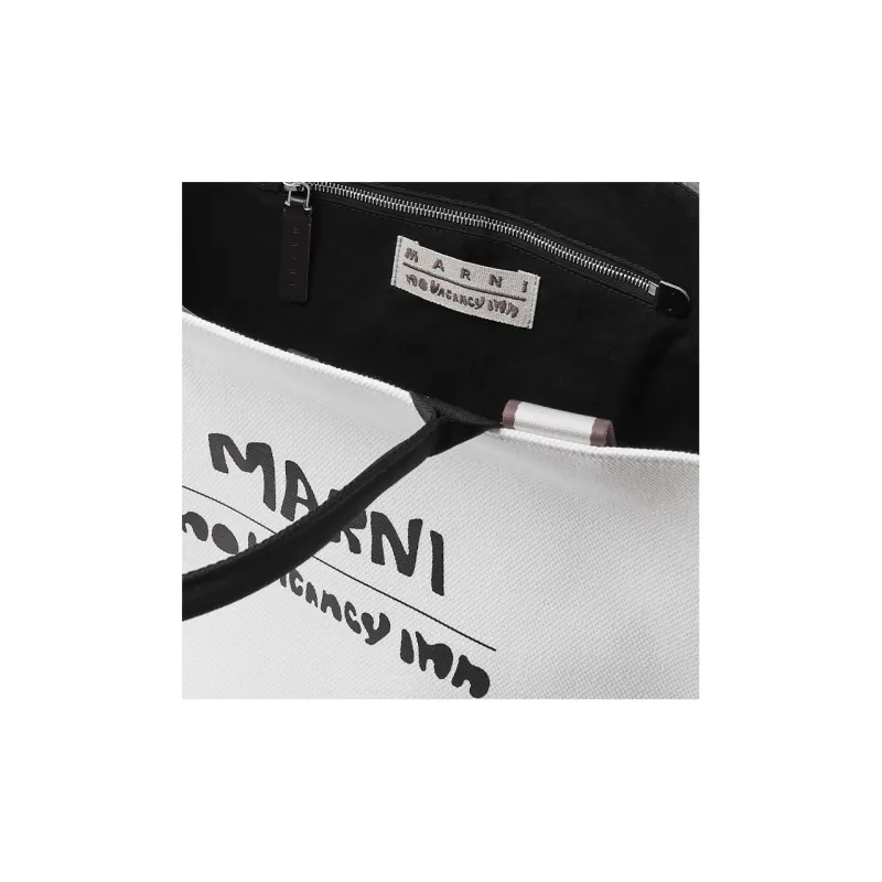 MARNI Canvas Tote Bag Shopping Bag Canvas Bag Handbags Men's White-3