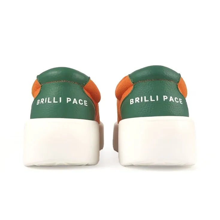 Brilli Pace Lightweight Height Increasing Low Top Canvas Puffy Skateboard Shoes Unisex Orange White Green-3