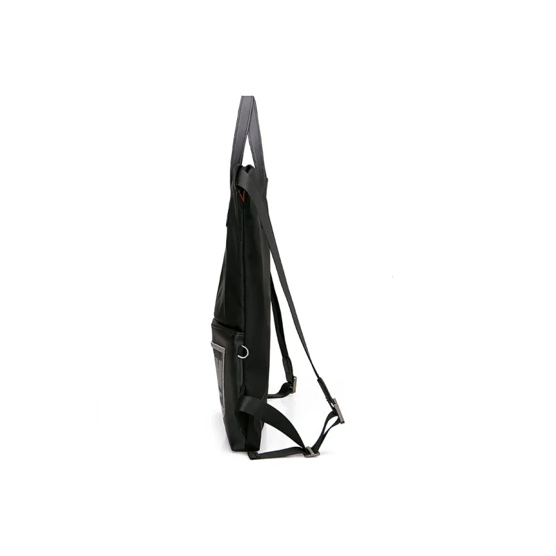 UMM Nylon Travel Backpack Portable Dual Use Backpack Medium Size Unisex Black-4