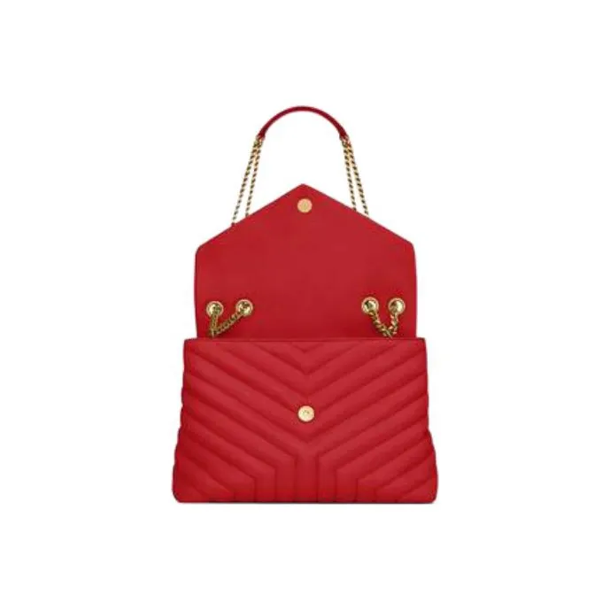 SAINT LAURENT LOULOU Calfskin Portable Crossbody Bag Shoulder Bag Women's Red-3
