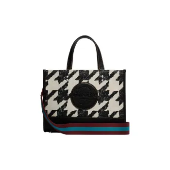 COACH Dempsey Canvas With Leather Canvas Bag Tote Tote Shopping Bag Handbag Large Size Women's Black & White